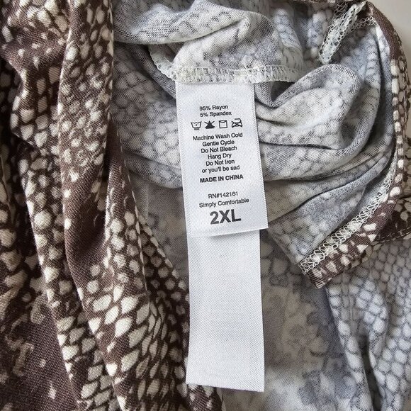 LulaRoe Macy Back V-Neck Maxi Dress Snake Animal Print Side Slit Tan Womens 2XL - Picture 6 of 10